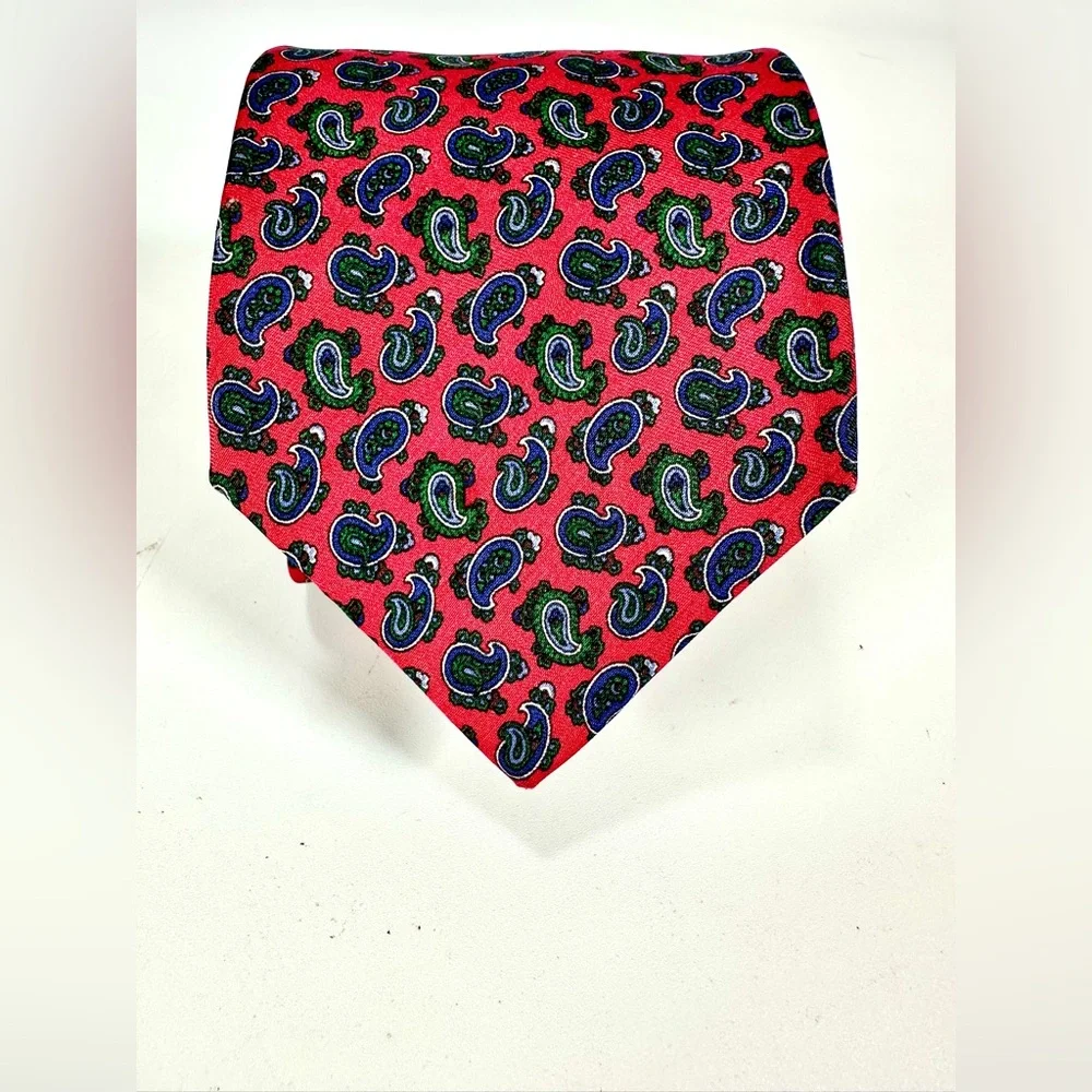 Burberry Vibrant Paisley Print Tie 100% silk. Hand sewn in USA